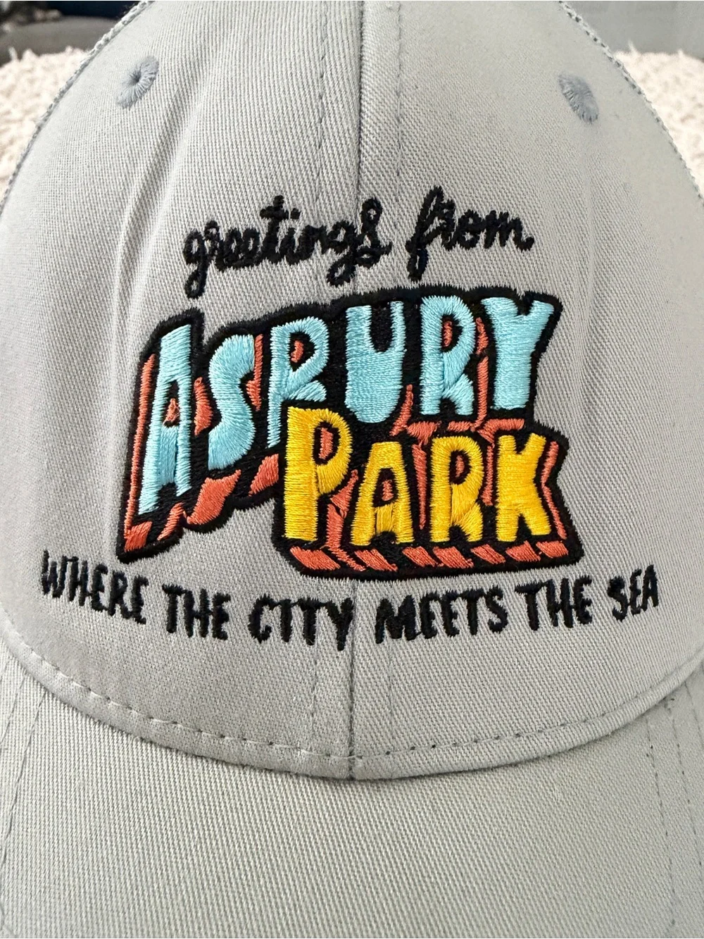 Asbury Park Light Gray Baseball Cap with Embroidered Logo